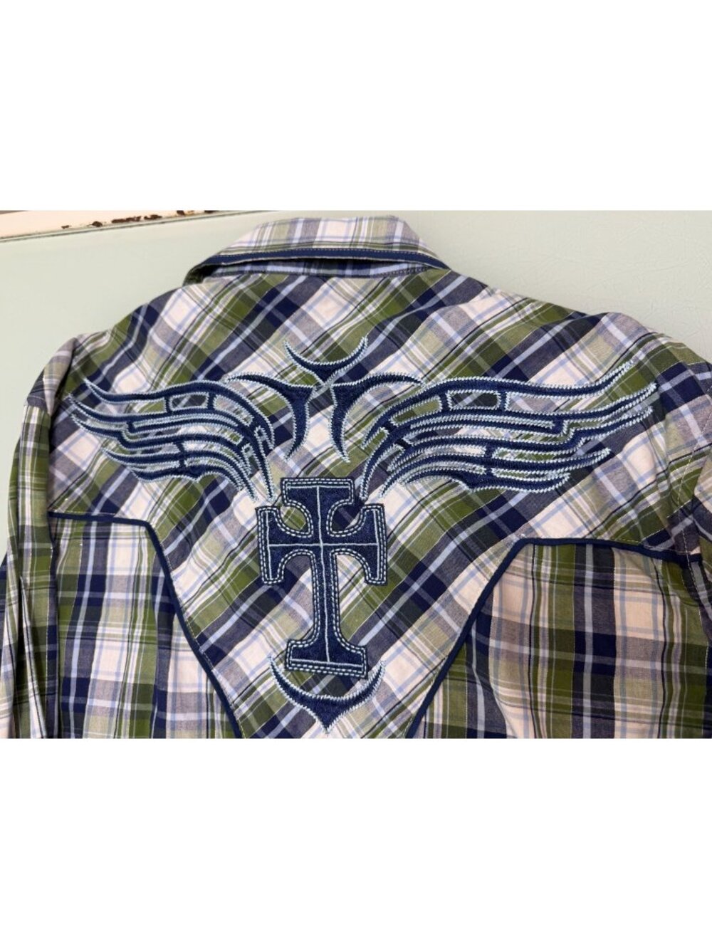 Lamasini Western Shirt Men M Pearl Snap Metallic Accents Embroidered Rockabilly